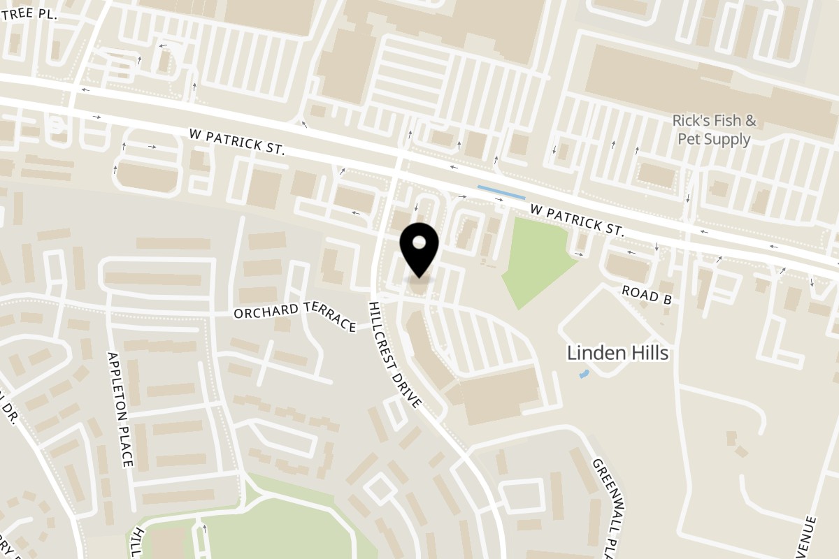 Map showing the location of Teriyaki Bowl Frederick on 1080 W Patrick St #12 in Frederick