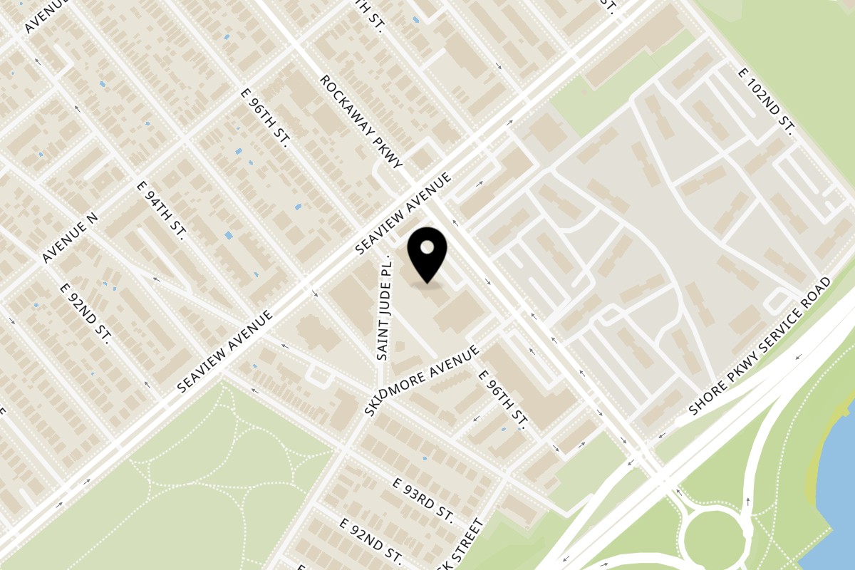 Map showing the location of Teriyaki Bowl Rockaway Pkwy Brooklyn on 20-46 Rockaway Pkwy in Brooklyn