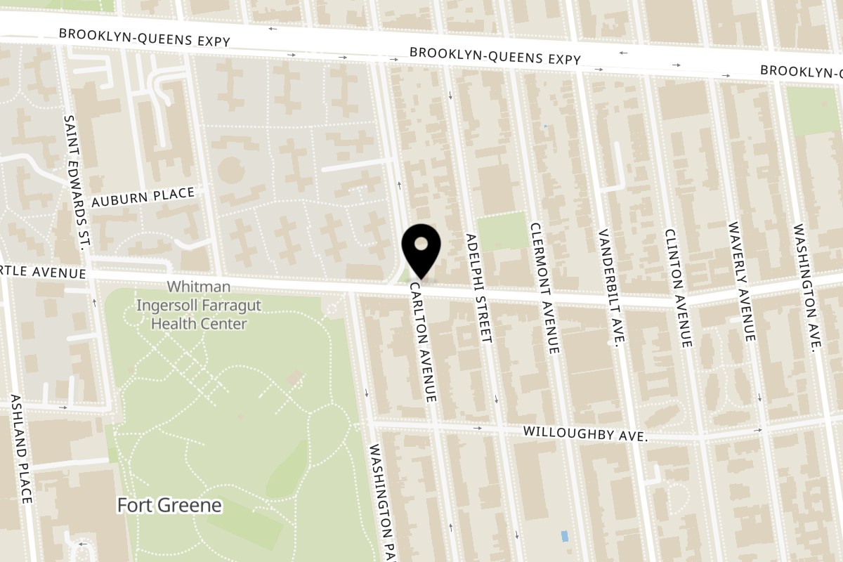 Map showing the location of Teriyaki Bowl Myrtle Ave Brooklyn on 339 Myrtle Ave in Brooklyn